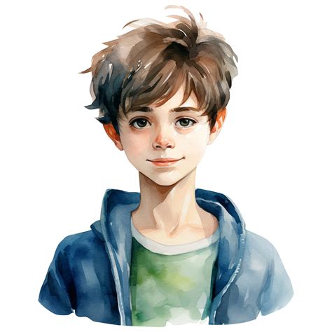 Cute watercolor boy illustration. Watercolor boy teenager art. Realistic drawing 38235926 Vector ...