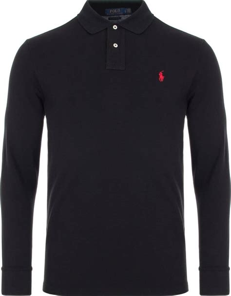 Polo Ralph Lauren Slim Fit Mesh Long Sleeve Polo Shirt Black Pris