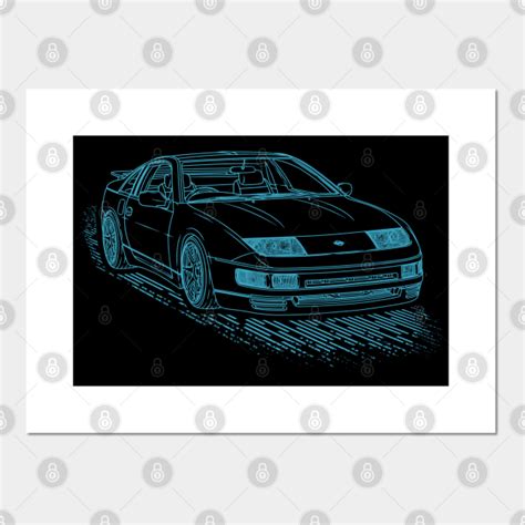 Nissan 300ZX Fairlady Z Lineart Blueprint Nissan 300zx Posters And