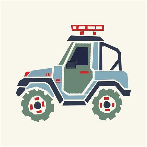 Hand drawing cartoon Jeep car vector illustration isolated on off white ...