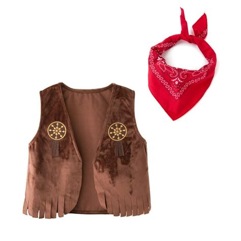 Cowboy Vest Coat For Kids Fancy Dress Up Tassal Vest With Cowboy