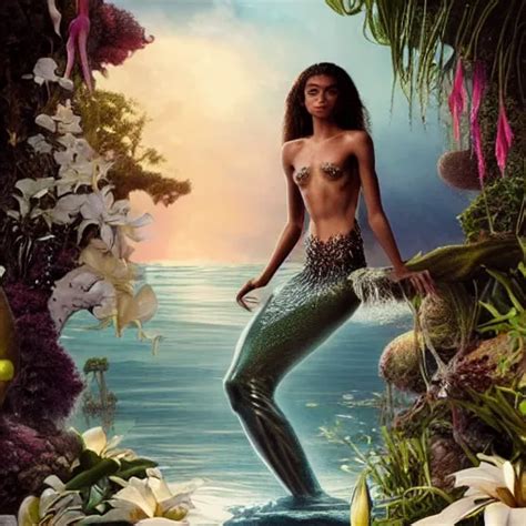 Zendaya As A Dark Skinned Mermaid La Sirene Haitian Stable Diffusion