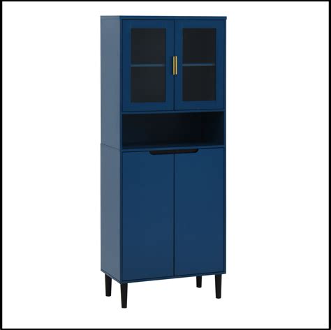 Latitude Run® Tall Storage Show Cabinet with 2 Glass Display Door & 2