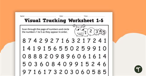 Number And Letter Visual Tracking Worksheets Teach Starter