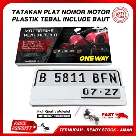 Jual Dudukan Tempat Plat Nomor Motor Frame Cover Plat Motor PUTIH Set