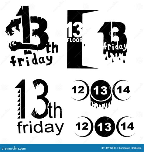 Friday 13th logo set stock illustration. Illustration of drawing ...