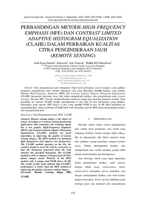 Perbandingan Perbaikan Citra Adaptif Histogram Equalization Pdf