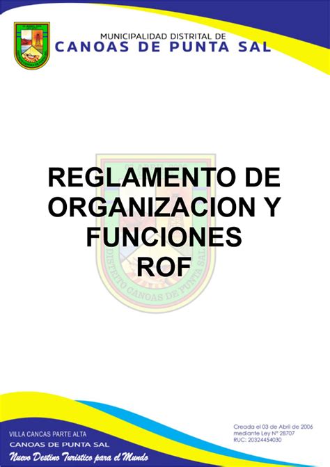 Reglamento de Organización y Funciones ROF Informes y publicaciones