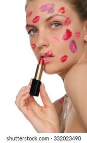 Sexy Woman Kisses On Face Lipstick Stock Photo Shutterstock