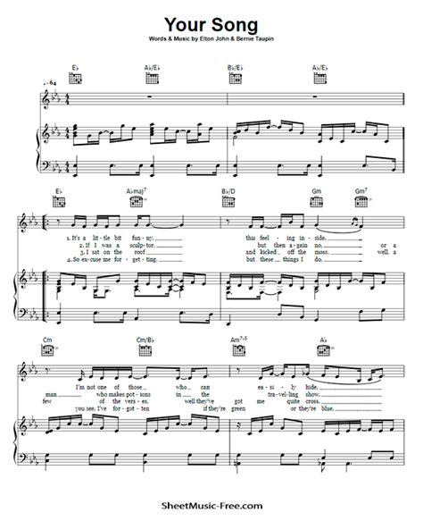 Elton John Your Song Sheet Music : Your Song Elton John 5 Finger Piano ...