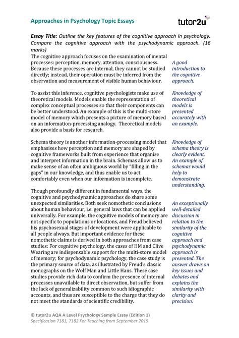 04 7 Essay Comparison V2 With Comments Approaches In Psychology Topic Essays © Tutor2u Aqa A