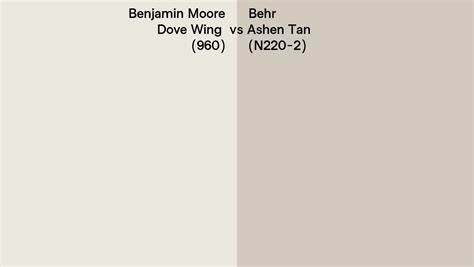 Benjamin Moore Dove Wing 960 Vs Behr Ashen Tan N220 2 Side By Side