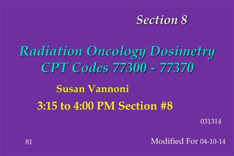 Ppt Section Radiation Oncology Dosimetry Cpt Codes