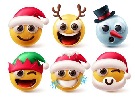 Emojis De Navidad Y Emoticones De Carácter Como El De Papá Noel