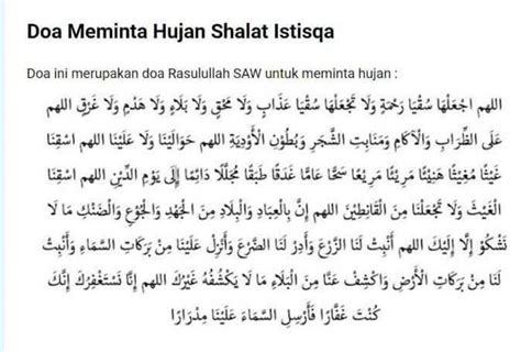 Doa Sholat Istisqa Atau Sholat Minta Hujan Lengkap Arab Latin Dan