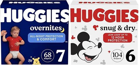 HUGGIES Overnight Diapers Size 7 (41+ lbs) + HUGGIES Diapers Size 6 (35+ lbs), 172 Count ...