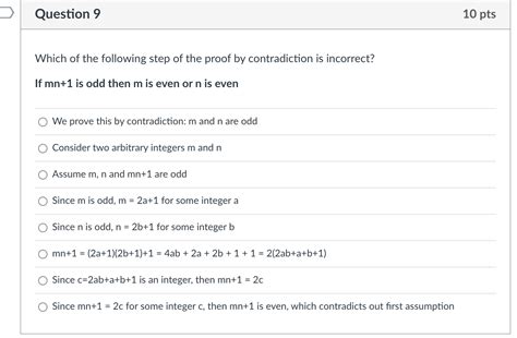 Solved Which Of The Following Step Of The Proof By