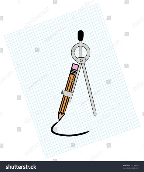 Geometry Compass With Pencil And Part Drawn Circle Stock Vector