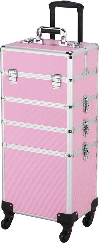 Kapperskoffer Trolley Aluminium Cosmeticakoffer 4 In 1 Make