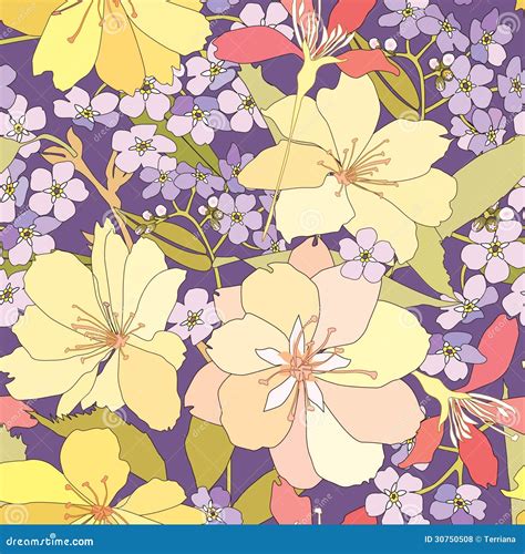 Floral Seamless Background Gentle Flower Pattern Stock Vector