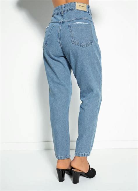 Sawary Jeans Calça Jeans Mom Jeans Recortes Sawary Sawary