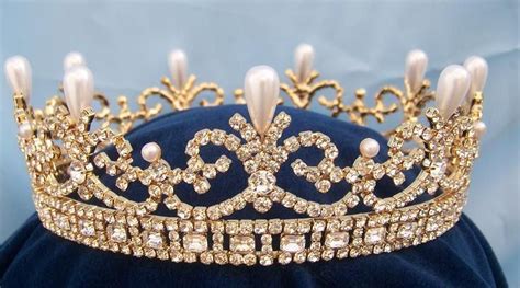 Queen Victoria Regal Gold Full Rhinestone Crown Crowndesigners