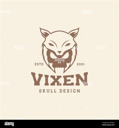 Skull With Fox Vintage Logo Design Vector Graphic Symbol Icon Sign