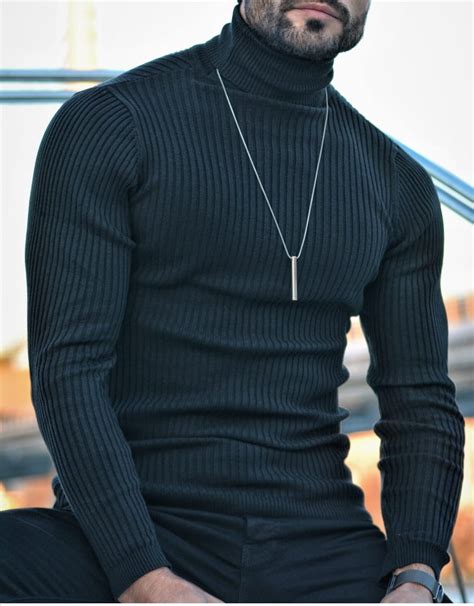 Buy Black Slim Fit Turtleneck Wool Sweater By Gentwith Free Shipping