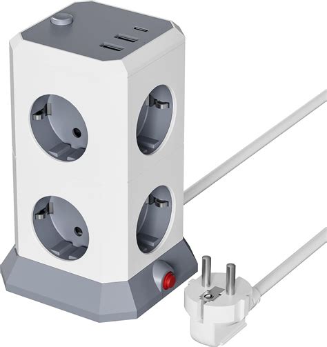 Steckdosenleiste Mit USB 8 Fach Mehrfachstecker 2 USB Und 1 Type C