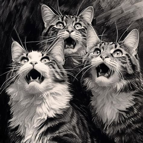 Premium Photo | Three black and white cats