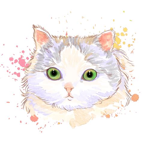 Hand Paint Watercolor PNG Image Cat Watercolor Hand Painted