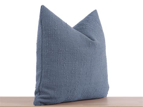 Dusty Blue Boho Pillow Cover Textured Euro Sham Cover Boho Throw