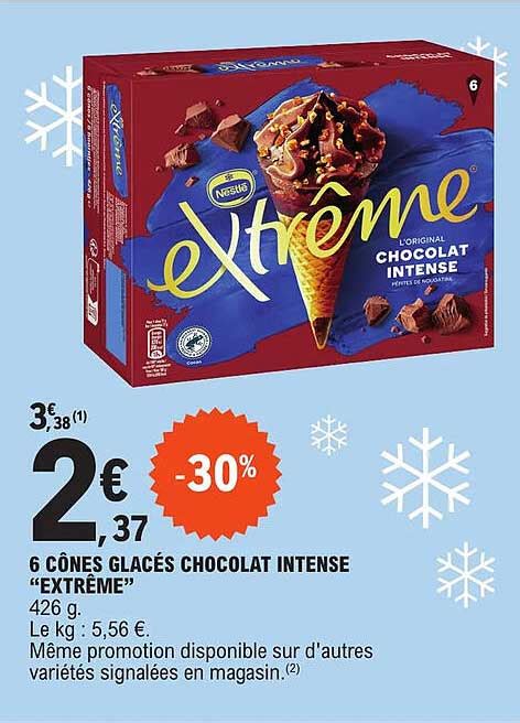 Promo 6 Cônes Glacés Chocolat Intense Extrême Chez Eleclerc