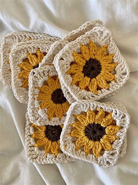 Sunflower granny square – Artofit