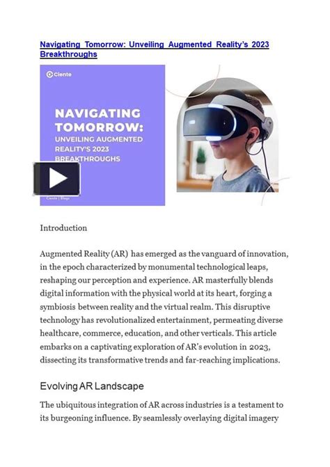 PPT Navigating Tomorrow Unveiling Augmented Realitys 2023