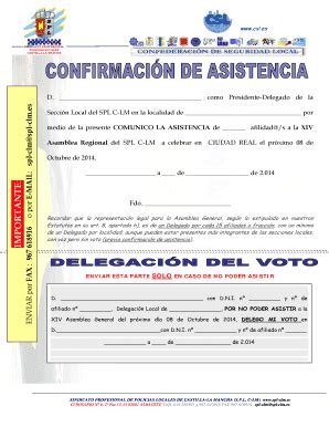 Fillable Online Spl Clm COMUNICO LA ASISTENCIA XIV P Spl Clm Es Fax