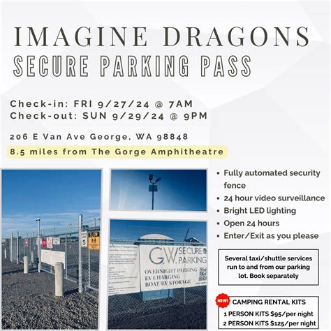 Imagine Dragons Parking near The Gorge Amphitheatre