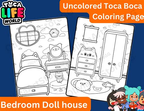 Uncolored Toca Boca Paper Doll House With Furniture Toca Boca Paper