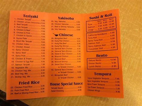 Menu At Tokyo Teriyaki And Wok Restaurant Monroe