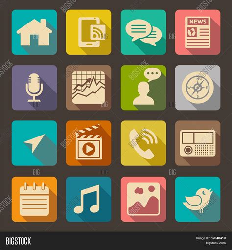 Vector Y Foto Flat Icons Set Web Prueba Gratis Bigstock