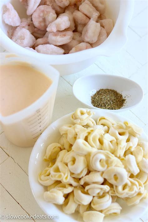 Easy Crock Pot Shrimp Alfredo Tortellini Slow Cooked Eats