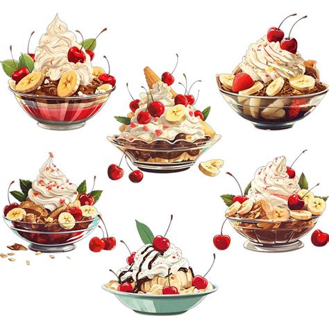 Banana Split Png Dessert Clipart Sweets Treats Illustration Whipped