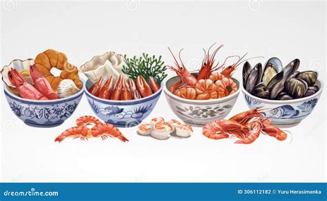 Group of Different Shrimp Types and Species Stock Illustration ...