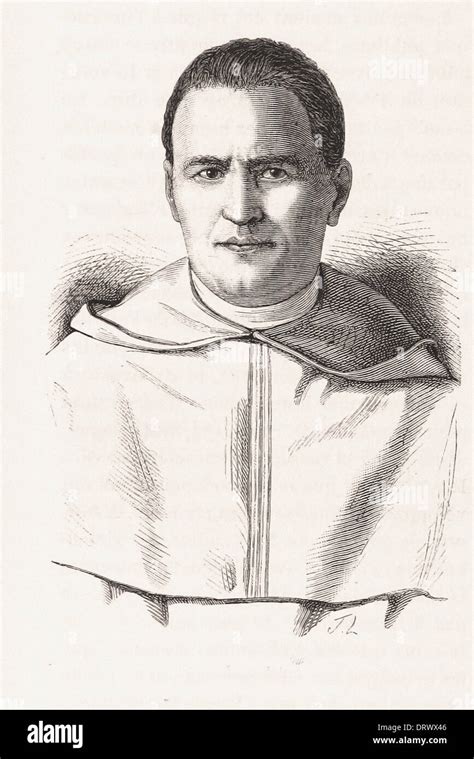 Portrait Of Lacordaire French Engraving Xix Th Century Stock Photo