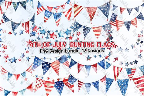 4th of July Bunting Flags Clipart PNG Graphic by Big Daddy · Creative Fabrica