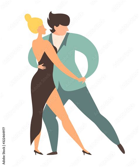 Argentine Tango People Dancing Vector Illustration Elegant Man And