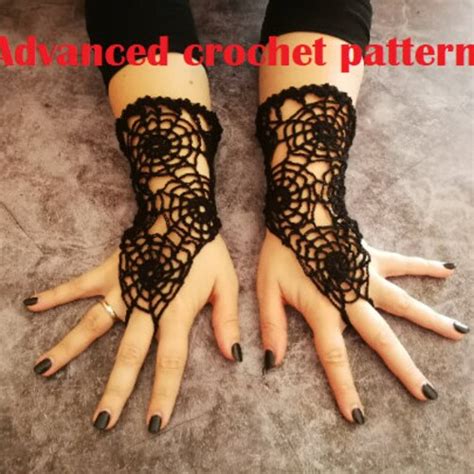 Crochet Pattern Lace Spooky Spiderweb Short Arm Warmers Etsy