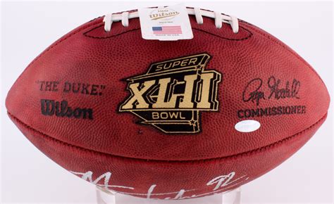 Michael Strahan Signed Super Bowl XLII Logo Football Inscribed "SB XLII ...