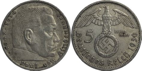 Drittes Reich Reichsmark A Hindenburg Kursm Nze Ss