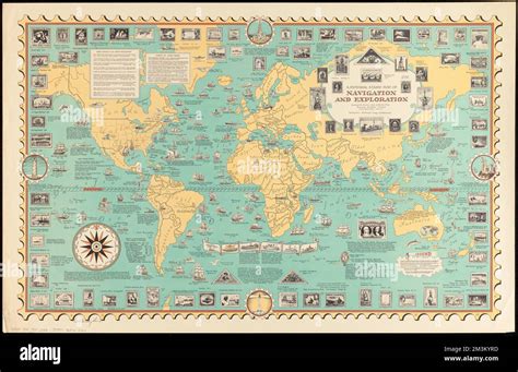 A Pictorial Stamp Map Of Navigation And Exploration Discoveries In